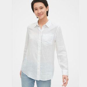 GAP Boyfriend 100% Linen Shirt White